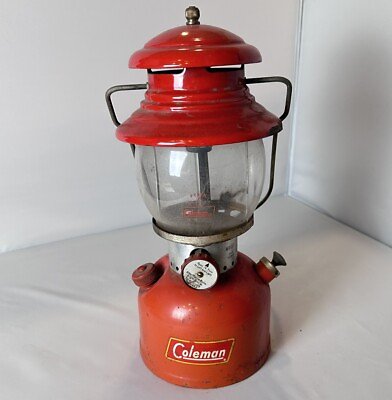 #ad Coleman Lantern Model 200a Red With Pyrex Globe Made In USA $75.99