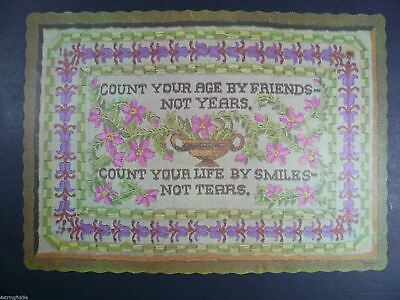 #ad Vintage COUNT YOUR AGE BY FRIENDS NOT YEARS Paper Restaurant Placemat 14quot; x 10quot; $2.00