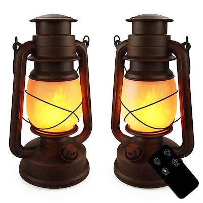 #ad LED Vintage Lantern Battery Operated Rustic Lantern Outdoor Decoration Flicke... $53.65
