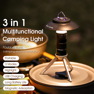 #ad Portable Camping Light Outdoor Rechargeable Camping Lantern With Magnetic $27.01