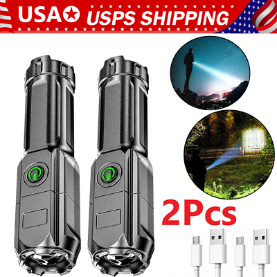 #ad Rechargeable 990000LM LED Flashlight Tactical Police Super Bright Torch Zoomable $6.29