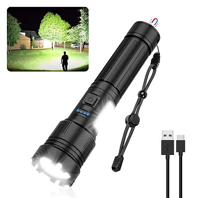 #ad #ad Magnetic Rechargeable 10000 High Lumens Super Bright LED Flashlight with COB... $34.58