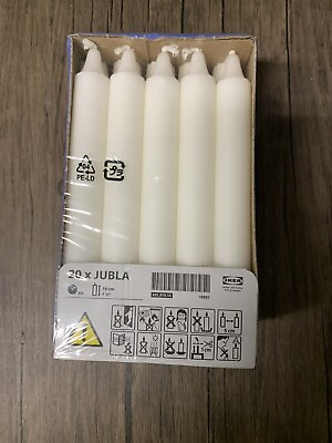 #ad Pack of 20 Ikea JUBLA Unscented Chandelier Candle White 7 ½quot; NEW $25.00