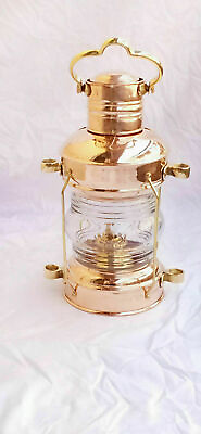 #ad #ad Brass Copper 14 Inch Collectible ANCHOR Lantern Oil Burner Boat Light Ship Lamp $74.80