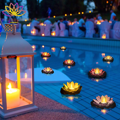 #ad MAKUMARI Lotus Floating Lanterns Set of 10 Beautiful Large 7 Premium Candle $53.99