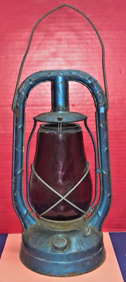 #ad Vintage Dietz Blue Monarch Lantern Red Globe AS IS NOT TESTED $65.00