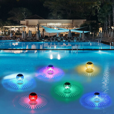 #ad Solar LED Floating Lights Garden Pond Pool Rotating Color Change Outdoor Lamp $19.22