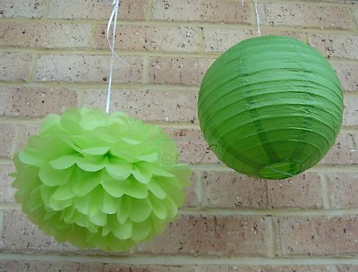 #ad 18x green paper pom poms lanterns wedding babyshower anniversary party decoraton AU $30.80