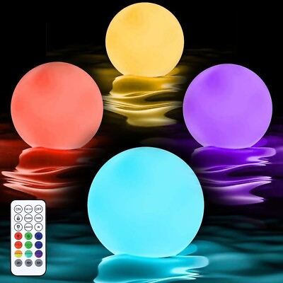 #ad 4pc Floating Pool Lights IP68 Waterproof LED Orb Glowing Ball Light Night Lamp $10.95