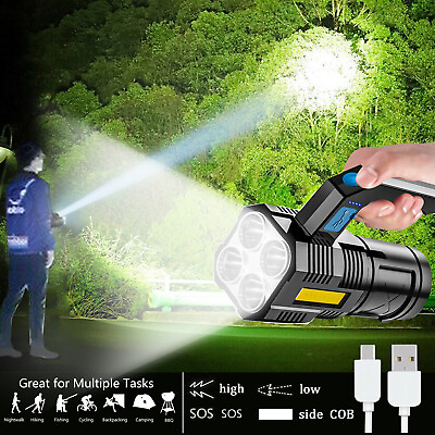#ad 2000000 Lumens LED Flashlight Tactical Light Super Bright Torch USB Rechargeable $8.80