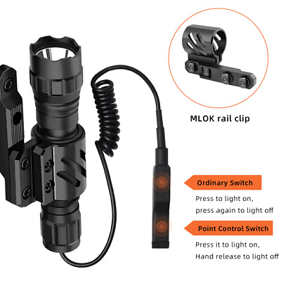 #ad 900000LM Tactical Gun Flashlight Mlok Rail Mount Switch for Hunting Shooting $22.79