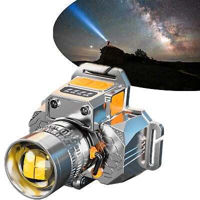 #ad Head Mounted Induction Zoomable Super Bright Flashlight Super Bright Recharg... $36.77