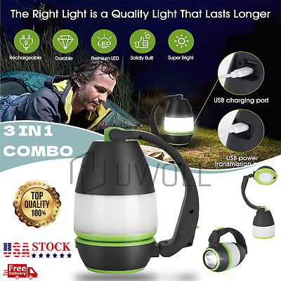#ad Portable Handheld Led Bright Camping Lantern Flashlights Rechargeable Waterproof $14.71