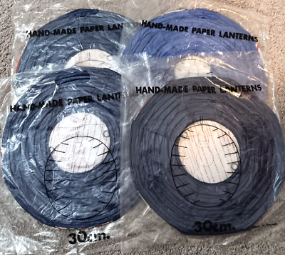#ad Set of 4 Dark Blue Paper Lanterns NIP $7.99