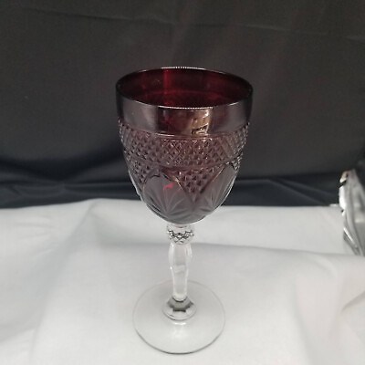 #ad 1 Cristal D’Arques Durand Ruby Red Antique Goblets Water Glasses Wine 8quot; Set $14.95