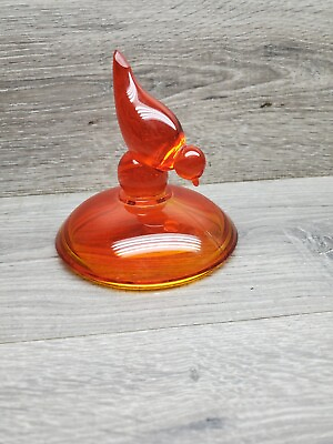 #ad #ad Viking Glass Epic Line Orange Long Tail Bird Candy Dish LID ONLY Replacment Lid $19.99