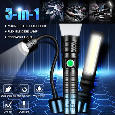 #ad #ad Super Bright LED Rechargeable Flashlight Tactical 3 in 1 Magnetic Work Light $17.89