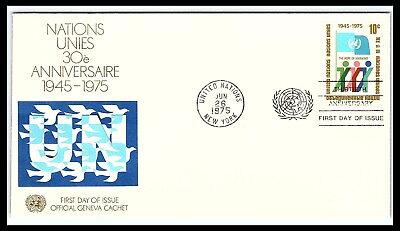 #ad United Nations NY Official Geneva Headquarters FDC Envelope 1975 fdc42 $7.00