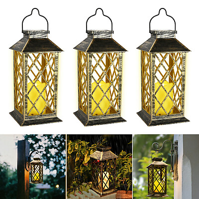 #ad Solar Lantern LED Candle Lights Garden Outdoor Hanging Patio Flameless Lamp $19.99