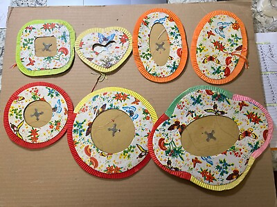 #ad Vintage Antique Chinese Paper Party Lanterns Floral Butterflies Lot of 7 $39.95