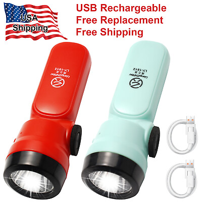 #ad 2 Pack Pocket Mini LED Flashlight Rechargeable USB Portable Small Torch for Kids $3.99