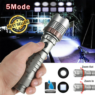 #ad 990000LM Rechargeable LED Flashlight Tactical Police Super Bright Torch Zoomable $10.99
