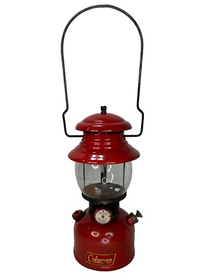 #ad COLEMAN Red 200A High Vent Gas Lantern Dated 9 53 9 53 Silver Band $119.00