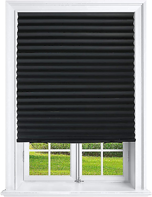 #ad Mirrotek Pleated Window Paper Shades Room Darkening Blinds Black 36″ X 69″ $43.95