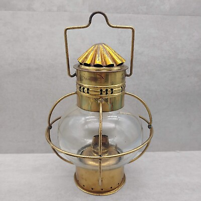 #ad WEDGE Brass Nautical Ship Oil Onion Lamp Lantern $62.00