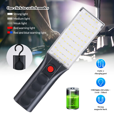 #ad LED Flashlight Rechargeable Work Light with Magnetic Base amp; Hanging Hook 5 Modes $7.99