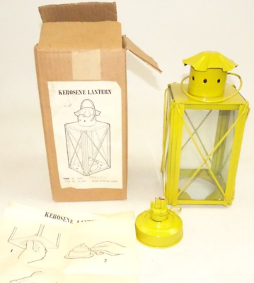 #ad #ad Kerosene Lantern Yellow 4 Sided Carriage NOS Box Vintage 10quot; Tall $17.50