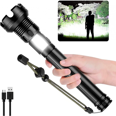 #ad LED Rechargeable Tactical Flashlights 90000 High Lumen Flashlight $75.99