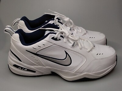 #ad Nike Air Monarch IV Men#x27;s Cross Trainer White Silver Navy Blue Size 13 Wide 4E $33.99