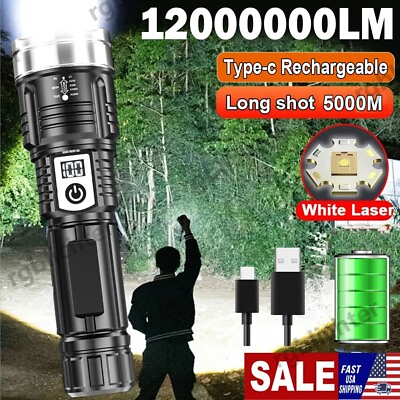 #ad 25000000 Lumen Super Bright LED Tactical Flashlight Rechargeable LED Work Lights $9.99