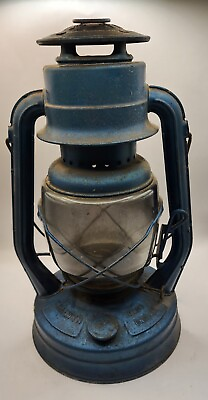 #ad Vintage Chalwyn Tempest Made In England Rail Road Barn Blue Lantern 13quot; $49.50