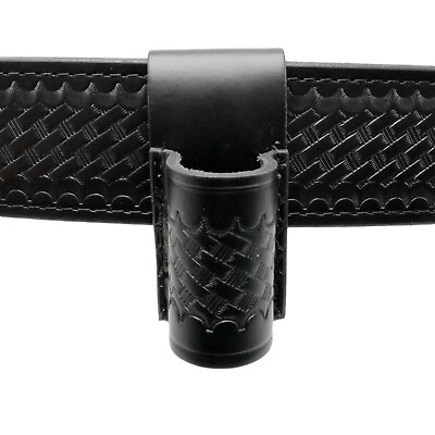 #ad Basketweave Leather Flashlight Holder Open Top Bottom Compact Stinger Holster $19.37