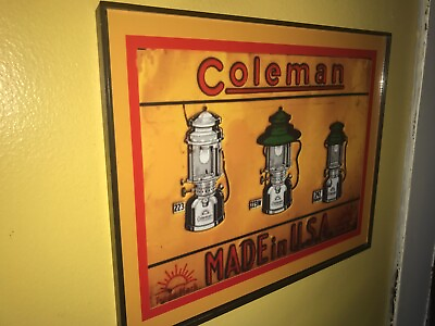 #ad Coleman Lanterns Camping OldLogo Sporting Goods Store Man Cave Advertising Sign $27.99