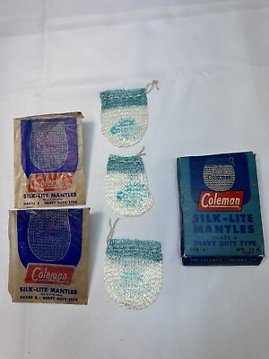 #ad Vtg Box 1947 mid 1950s Coleman Silk Lite Mantles No. 21 A Contains 3 Mantles $24.99