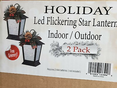 #ad Holiday 2pack LED Flickering Mirrored Star Lamp Lanterns Indoor Outdoor 7quot; $29.99