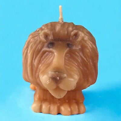 #ad Vintage 2 1 2quot; Figural Wax Candle Art Scultpure Male Lion Unused RARE $8.99