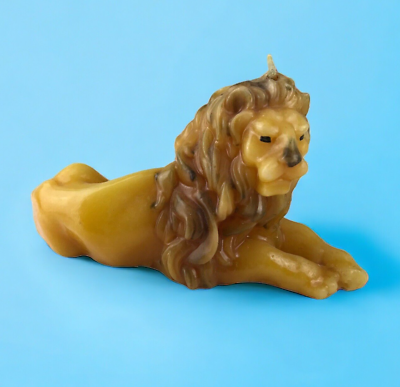 #ad Vintage Large 8quot; Figural Wax Candle Art Sculpture Reclining Male Lion RARE $15.00