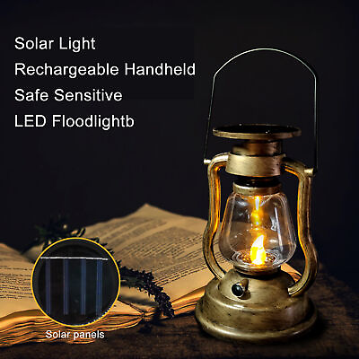 #ad LED Solar Light Retro Solar Lantern Candle Lamp Flickering Flameless Hanging $33.19