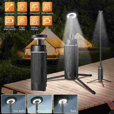 #ad 12000 Lumen Camping Light Telescopic Working Lantern USB Retractable with Tripod $40.99