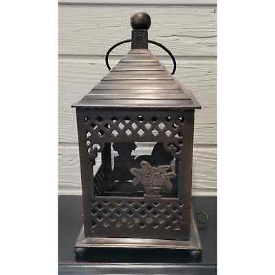 #ad Vintage Tea Light Candle Holder Hanging Garden Lantern Heavy Brass $32.49