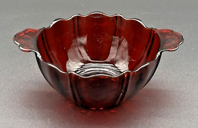 #ad Anchor Hocking Oyster amp; Pearl Royal Ruby Red Depression Glass Decorative Bowl $12.00