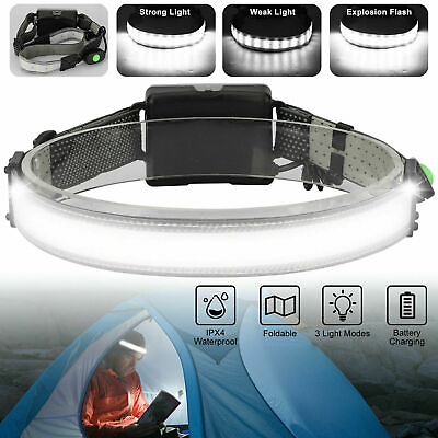 #ad LED Head Band Light Rechargeable Flashlight Headlamp 3Mode Torch Lamp Waterproof $6.99