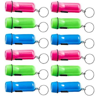 #ad Kicko Mini Flashlight Keychain 12 Pack Assorted Colors Batteries Included Kids $15.99