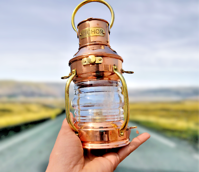 #ad Ship Lamp Copper Brass Oil Lantern Nautical Maritime Collectible Home Decorative $62.10