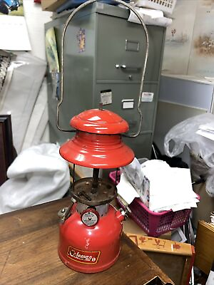 #ad Vtg Coleman Red 200A Single Mantle Lantern March 1961 No Glass Sunshine of night $199.99