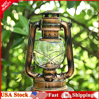 #ad Nice Retro Oil Lantern Outdoor Camp Kerosene Paraffin Hurricane Lamp Black $20.75